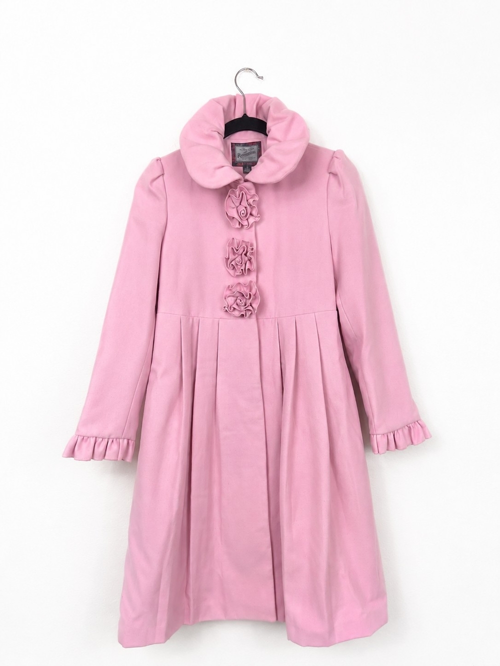 Vintage Rothschild Girls Pink Rosette Princess Coat Size 12 Cottagecore